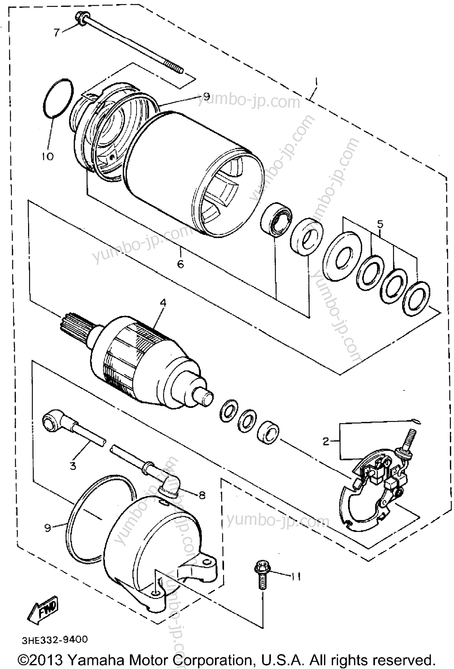 STARTING MOTOR for motorcycles YAMAHA FZR600RFC 1994 year