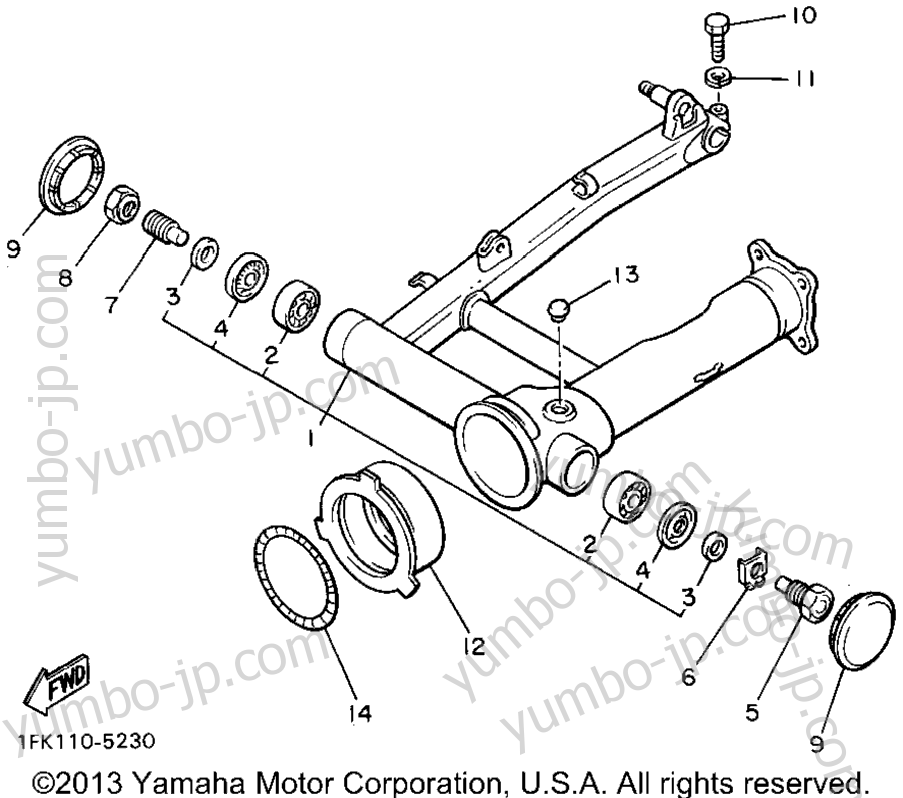 REAR ARM для мотоциклов YAMAHA V-MAX 1200 (VMX12FC) CA 1994 г.