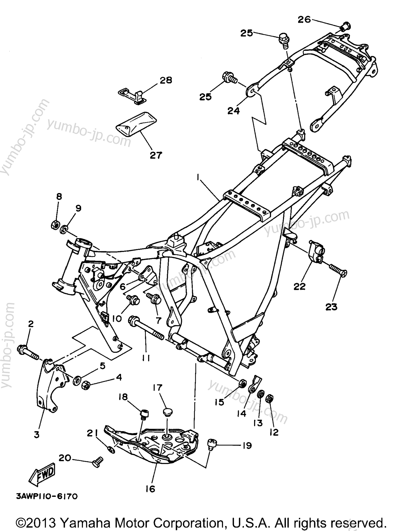 FRAME for motorcycles YAMAHA TRAILWAY (TW200LC) 1999 year