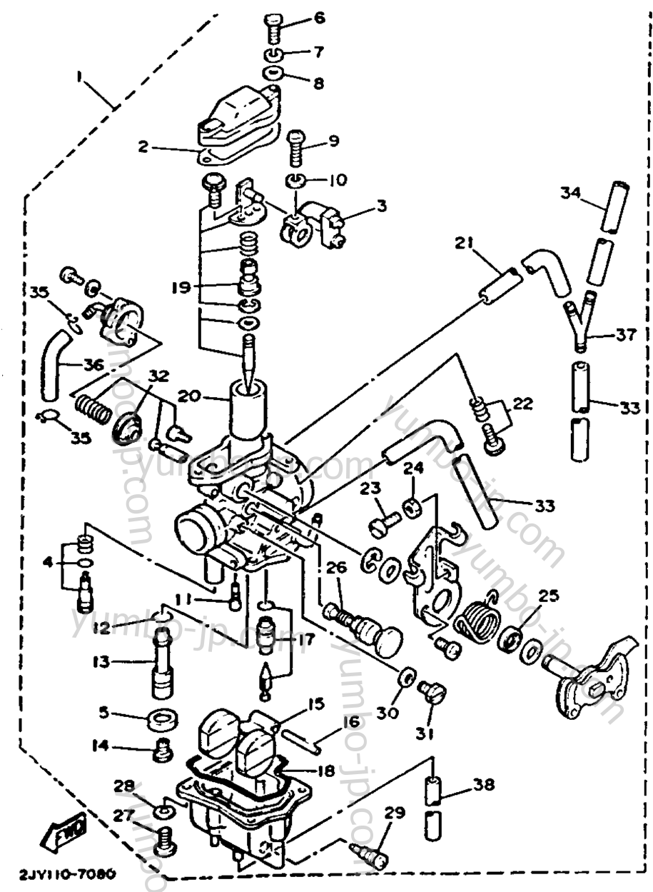 Carburetor (Non-California Model) for motorcycles YAMAHA TRAILWAY (TW200TC) CA 1987 year