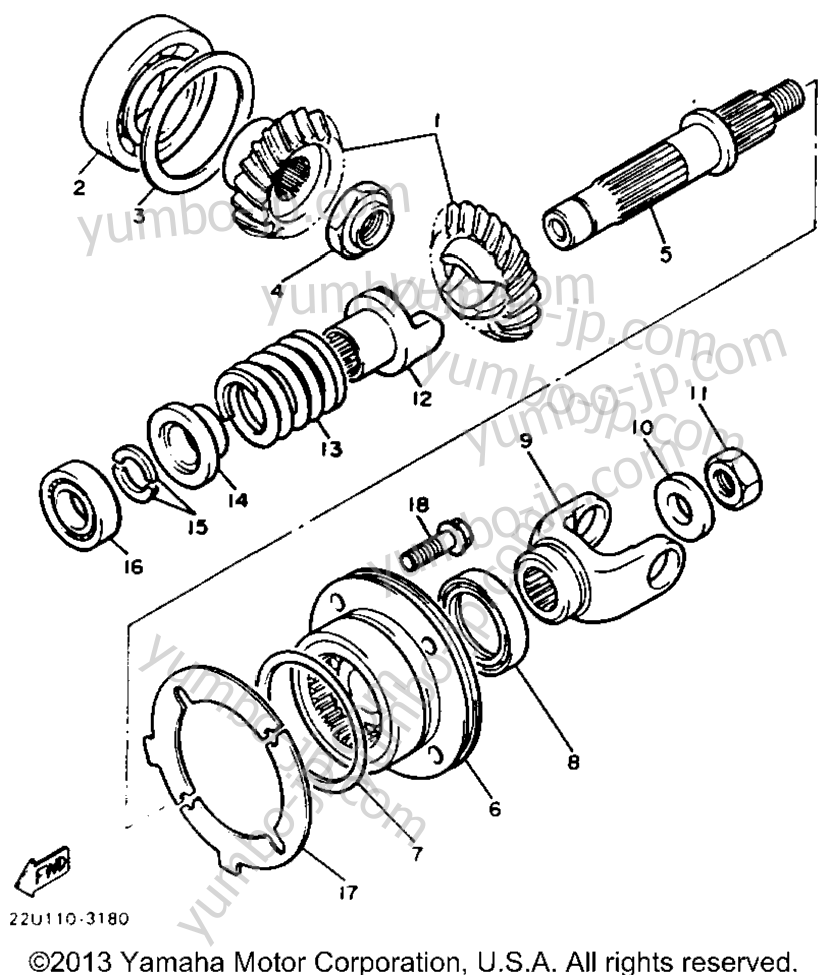 Middle Drive Gear для мотоциклов YAMAHA VIRAGO 535 (XV535T) 1987 г.