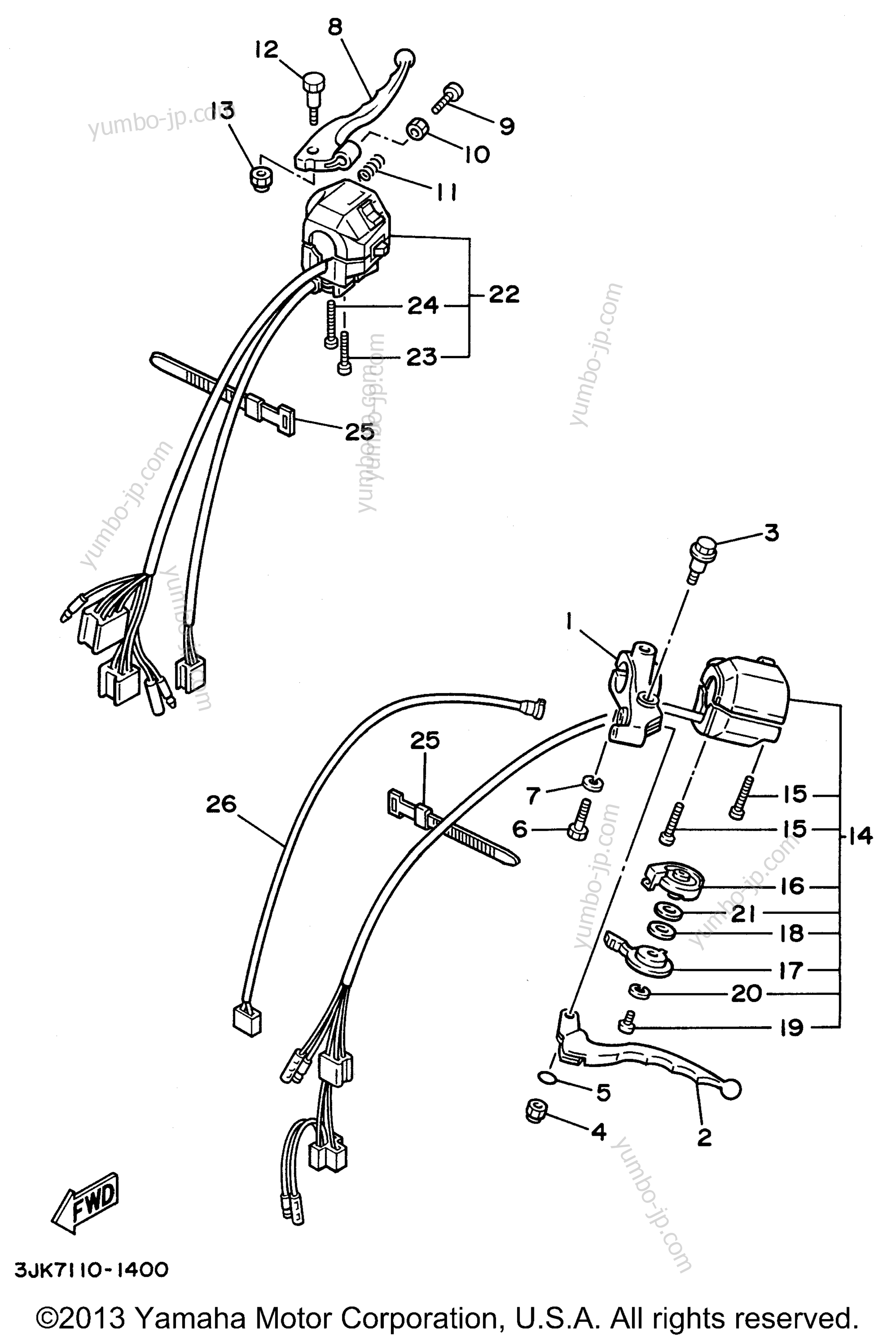 Handle Switch Lever for motorcycles YAMAHA VIRAGO 1100 (XV1100HC) CA 1996 year