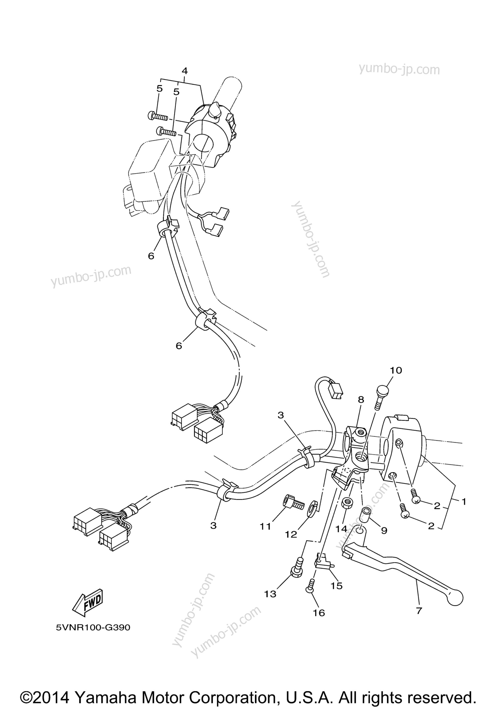 Handle Switch Lever для мотоциклов YAMAHA ROAD STAR SILVERADO S (XV17ATSEG) 2014 г.