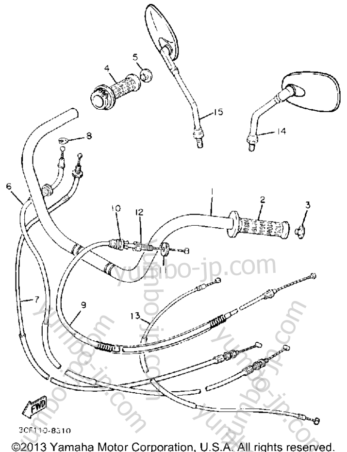 Handlebar Cable for motorcycles YAMAHA VIRAGO 1100 (XV1100U) 1988 year