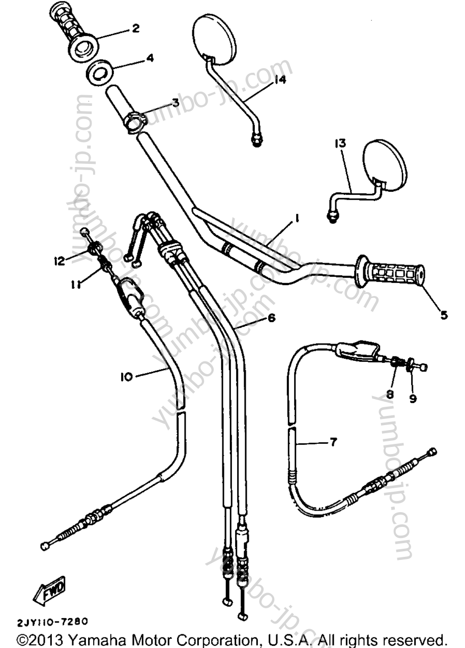 Handlebar Cable для мотоциклов YAMAHA TRAILWAY (TW200AC) CA 1990 г.