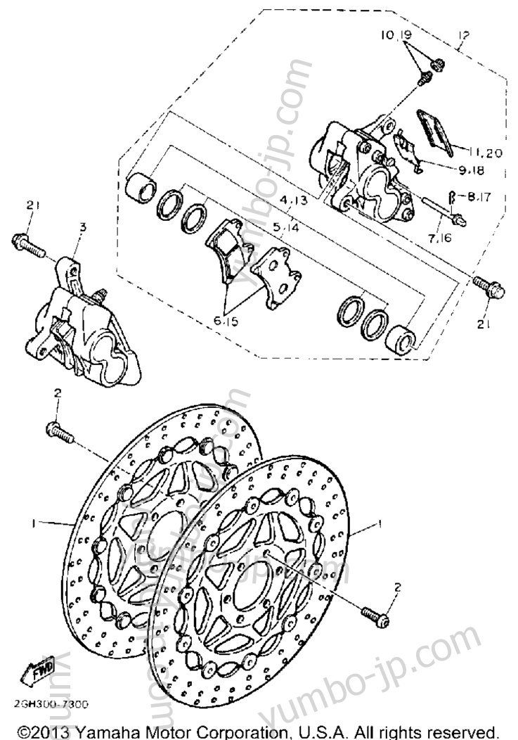 FRONT BRAKE CALIPER for motorcycles YAMAHA FJ1200A 1990 year