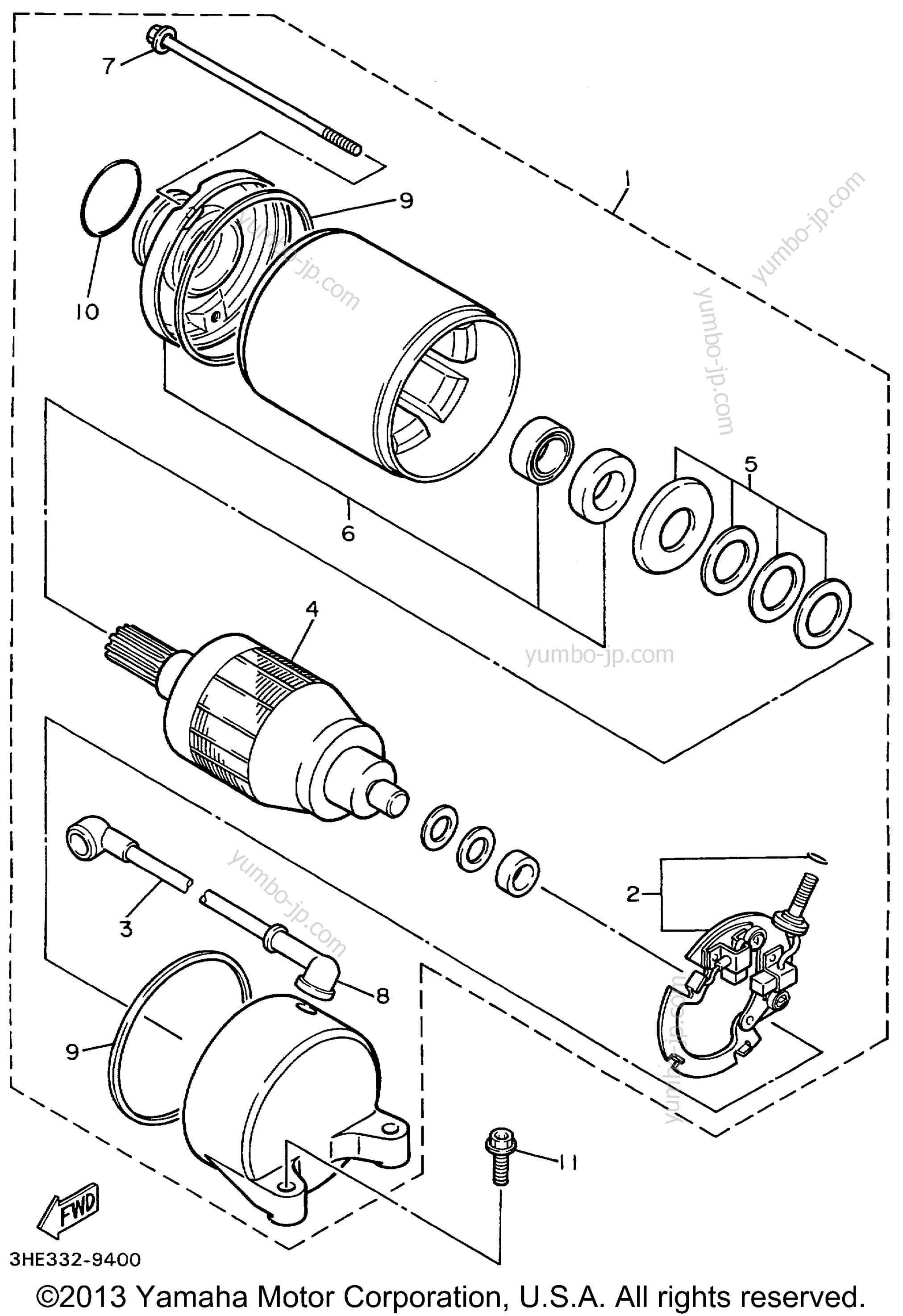 STARTING MOTOR for motorcycles YAMAHA FZR600RLC CA 1999 year