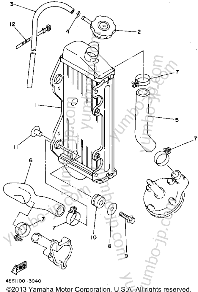 Radiator - Hose для мотоциклов YAMAHA YZ80F1 1994 г.