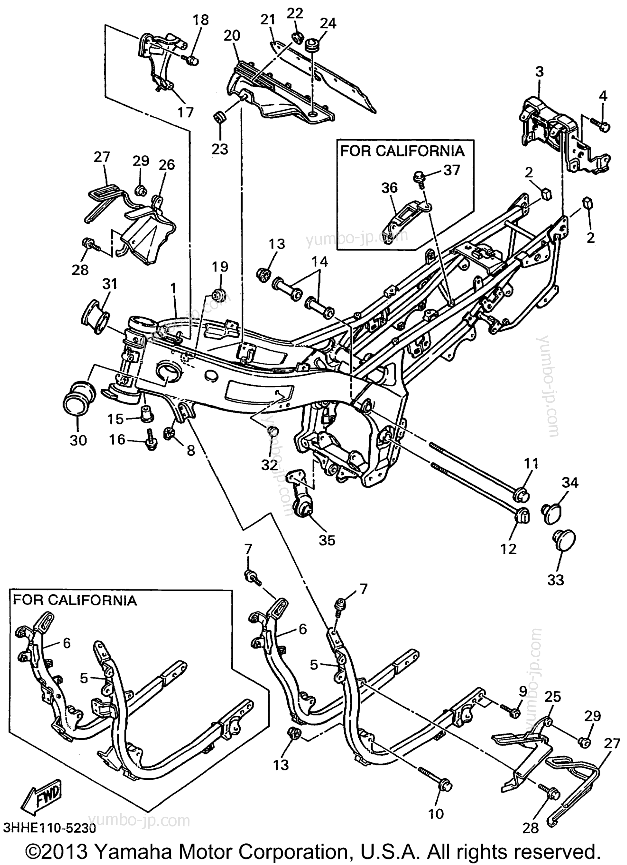 FRAME for motorcycles YAMAHA FZR600RLC CA 1999 year