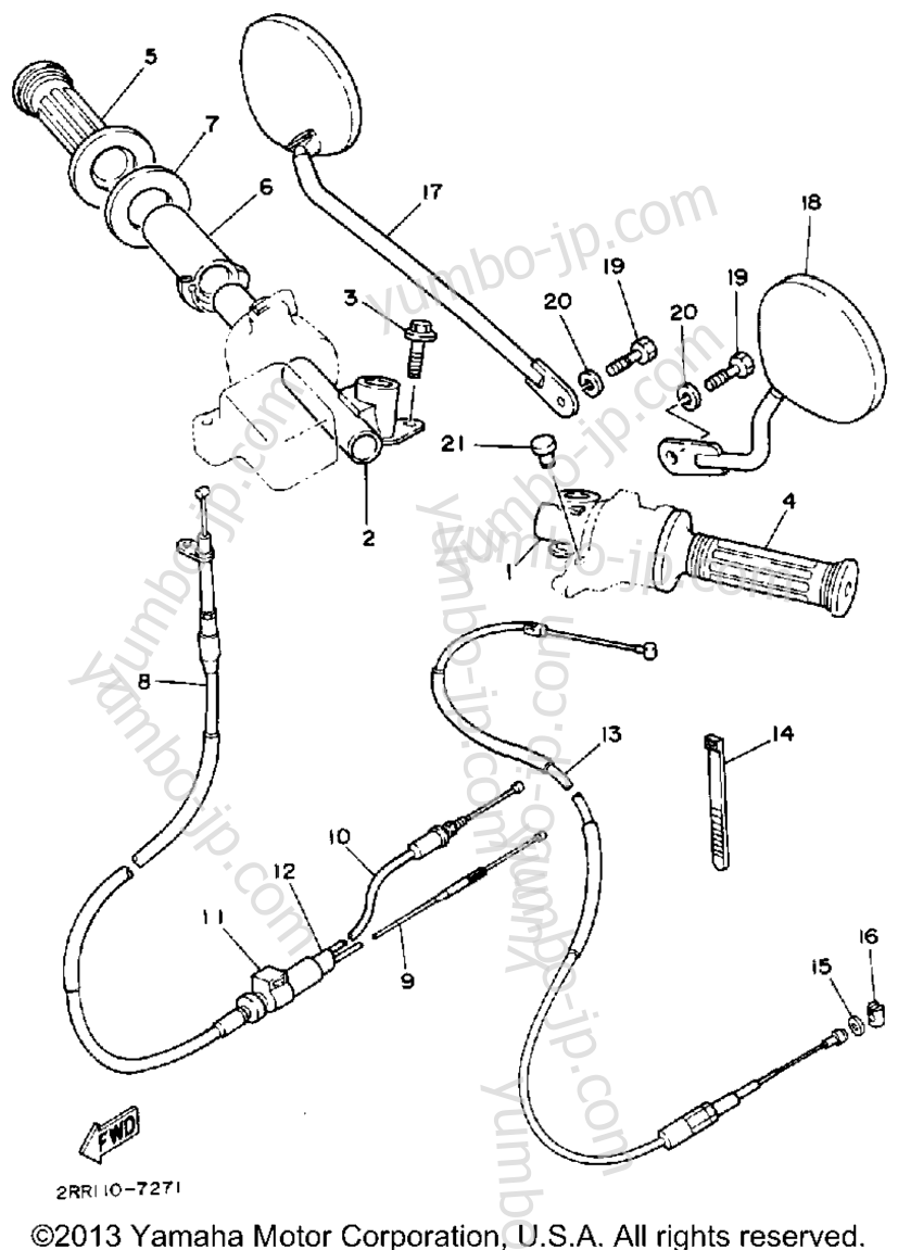 Handlebar - Cable for motorcycles YAMAHA YSR50D 1992 year
