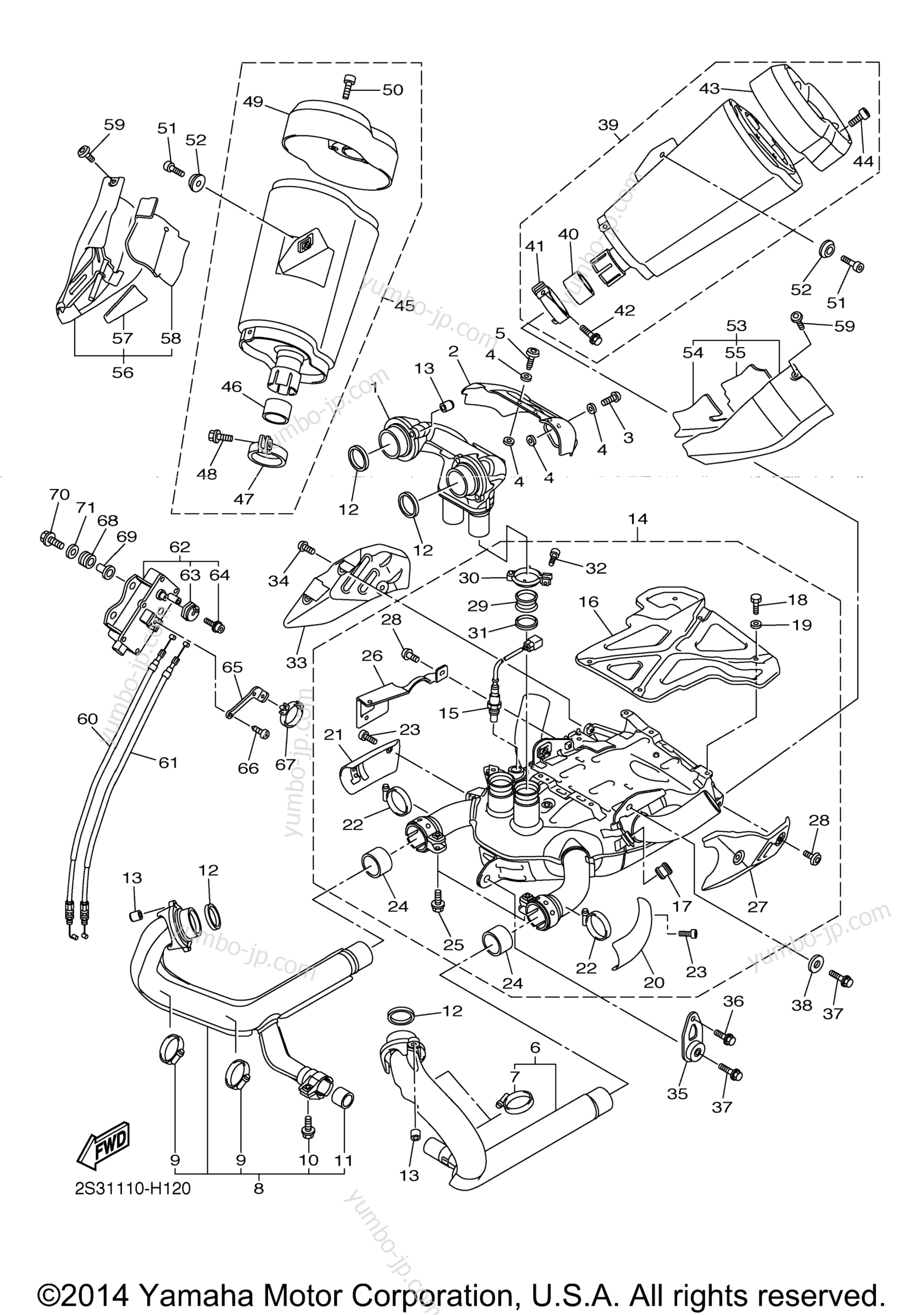 Exhaust для мотоциклов YAMAHA V-MAX (VMX17ZR) 2010 г.