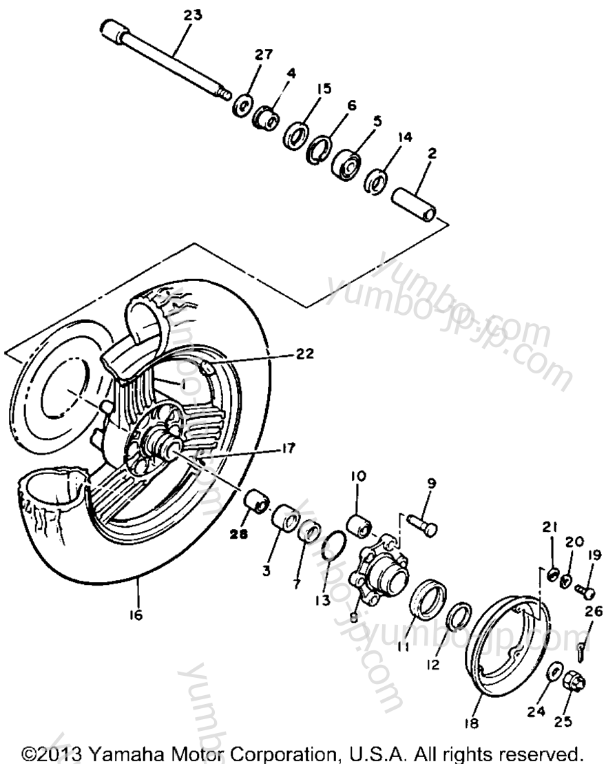 REAR WHEEL for motorcycles YAMAHA XVZ12TK 1983 year