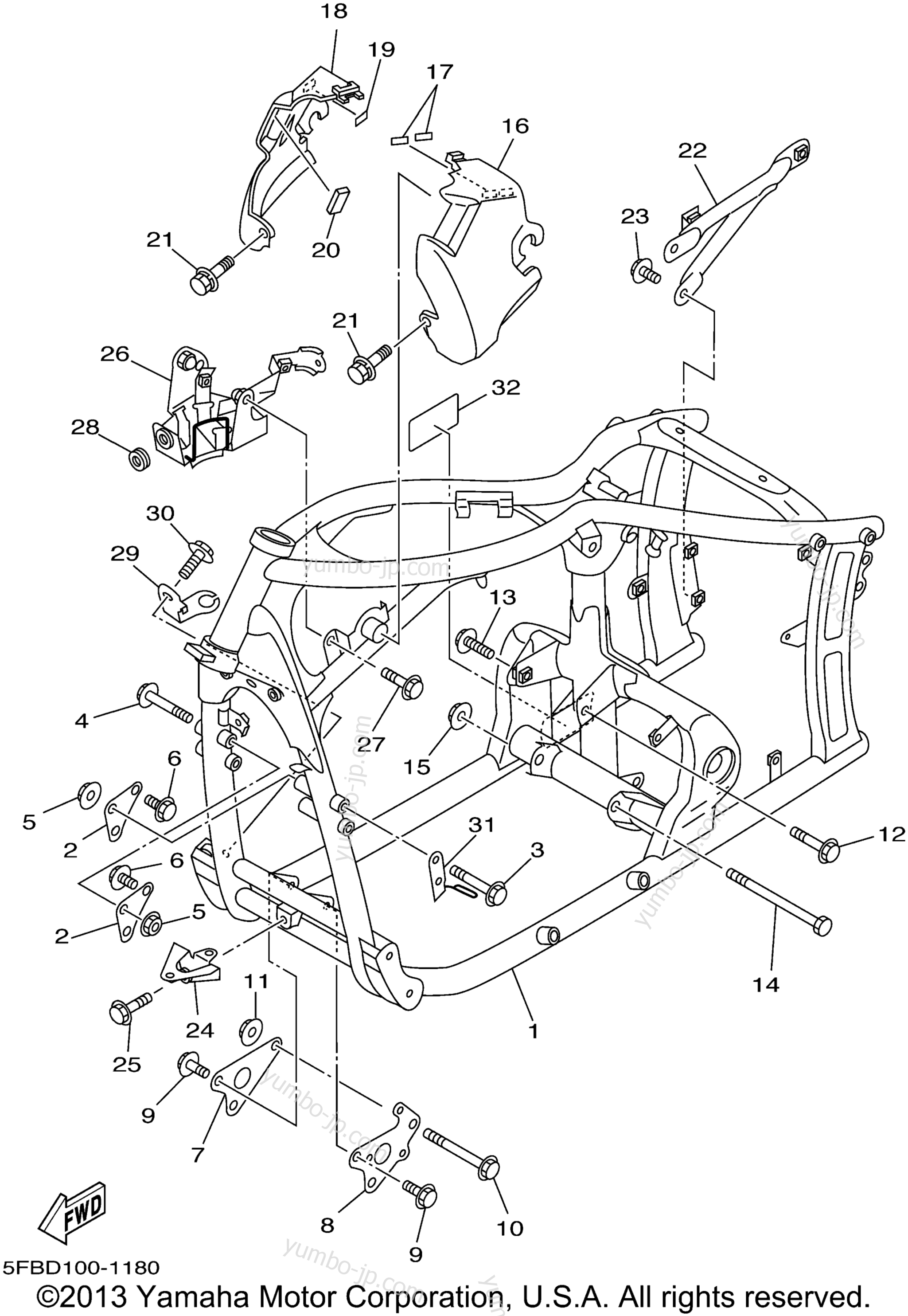 FRAME for motorcycles YAMAHA V-STAR CUSTOM (XVS650PC) CA 2002 year