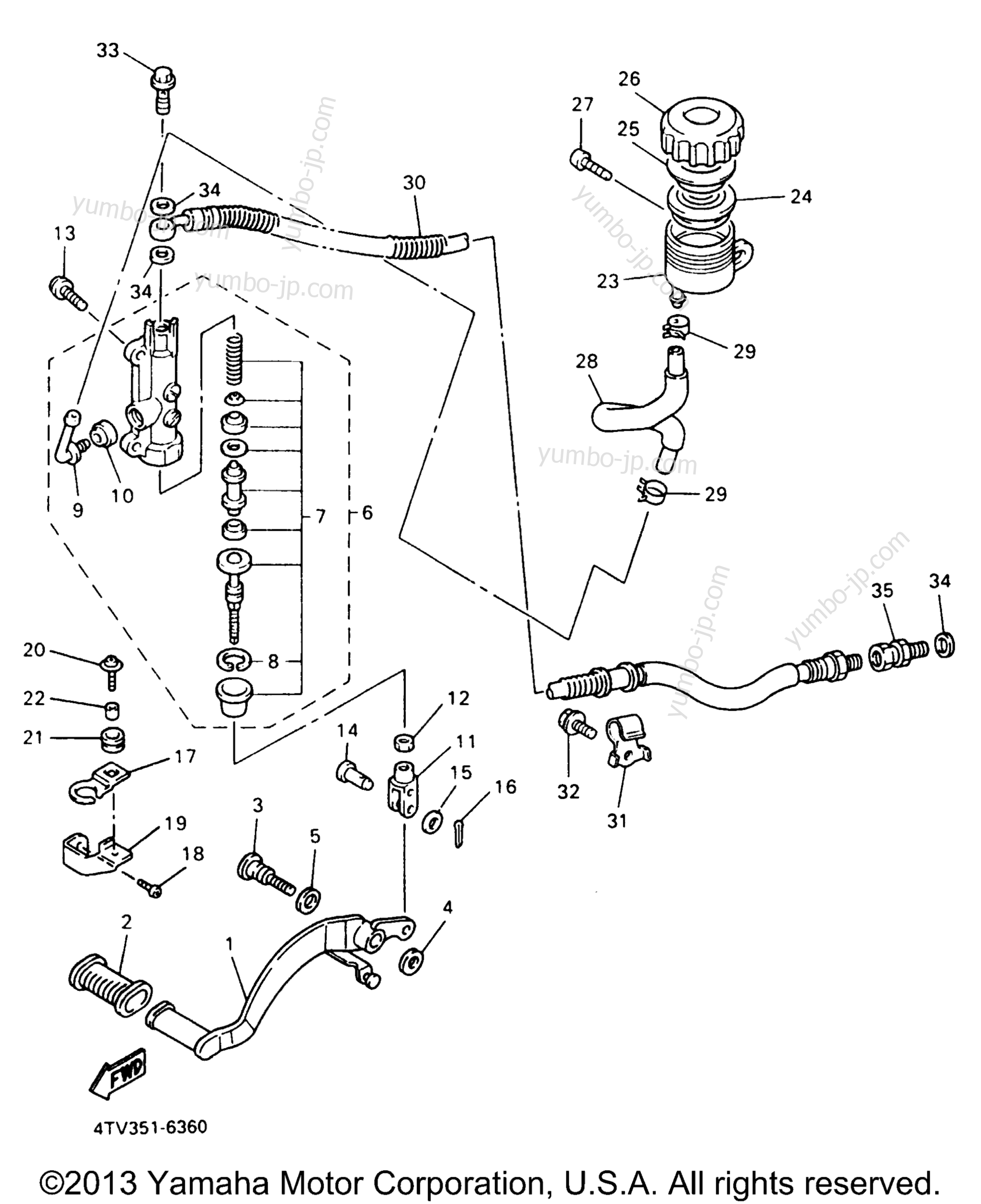 REAR MASTER CYLINDER for motorcycles YAMAHA YZF600RJ 1997 year