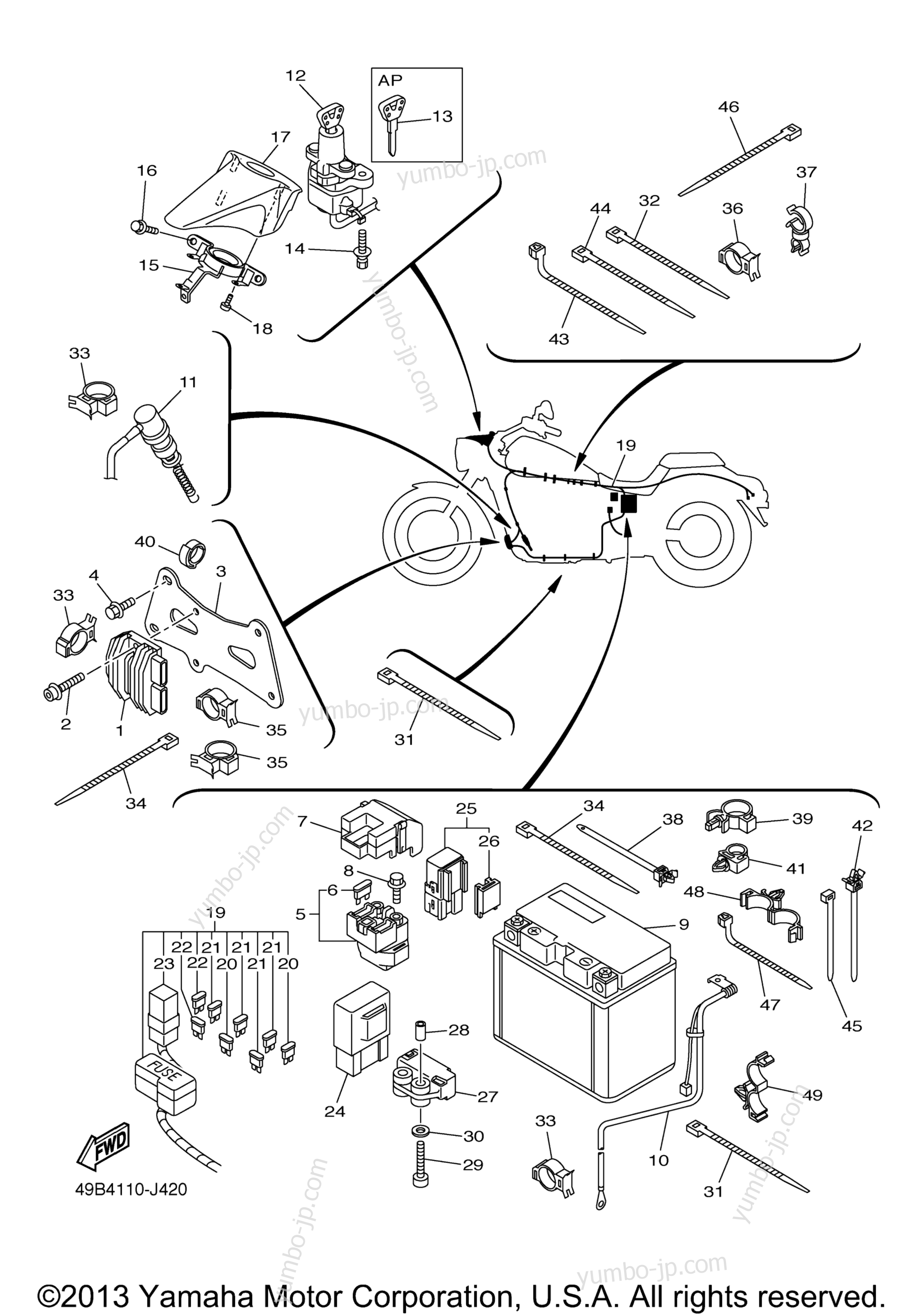 Electrical 2 for motorcycles YAMAHA V STAR 950 (XVS95ER) 2014 year