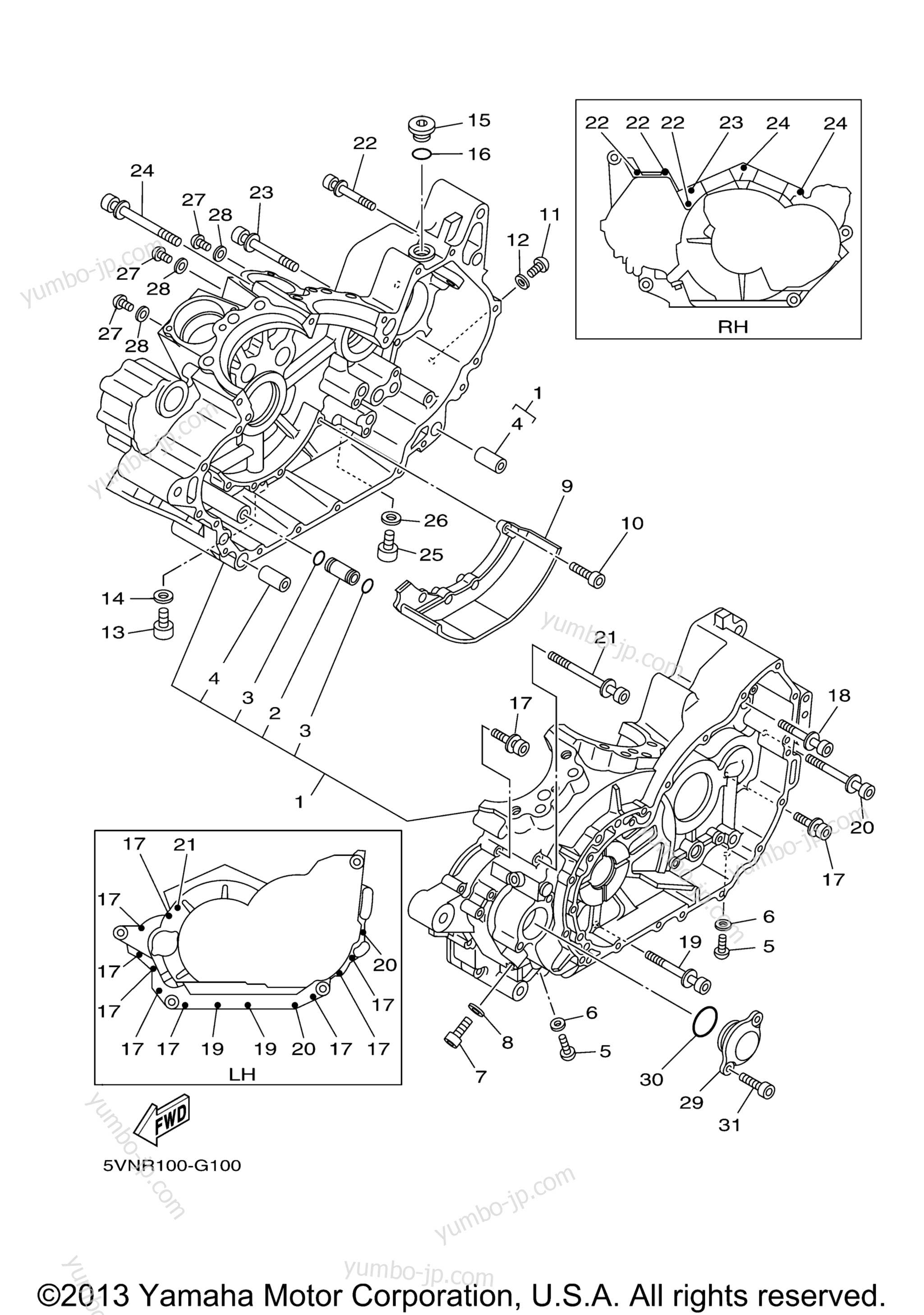 CRANKCASE for motorcycles YAMAHA ROAD STAR S (XV17ASAB) 2011 year