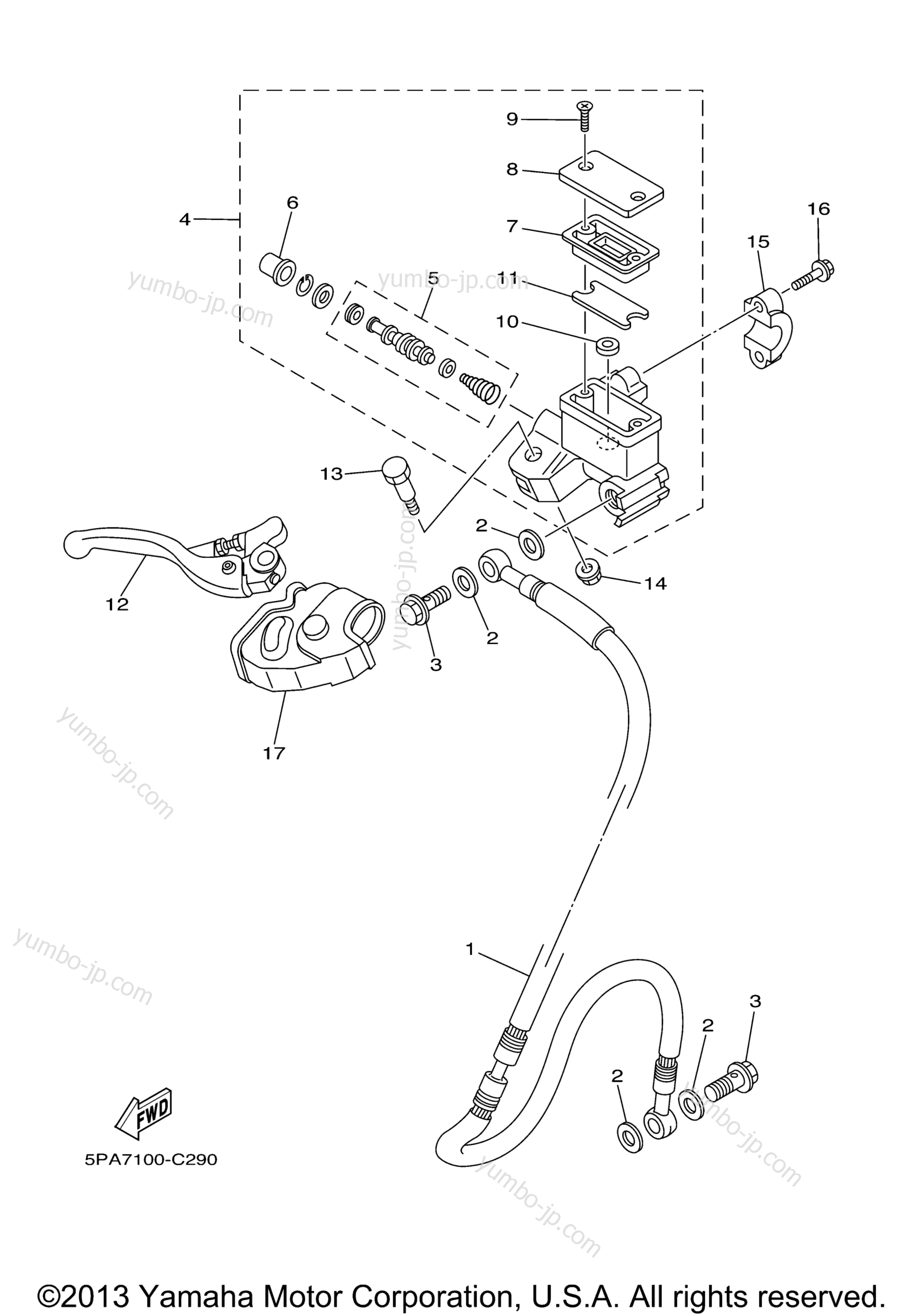 FRONT MASTER CYLINDER for motorcycles YAMAHA YZ85 (YZ85V) 2006 year