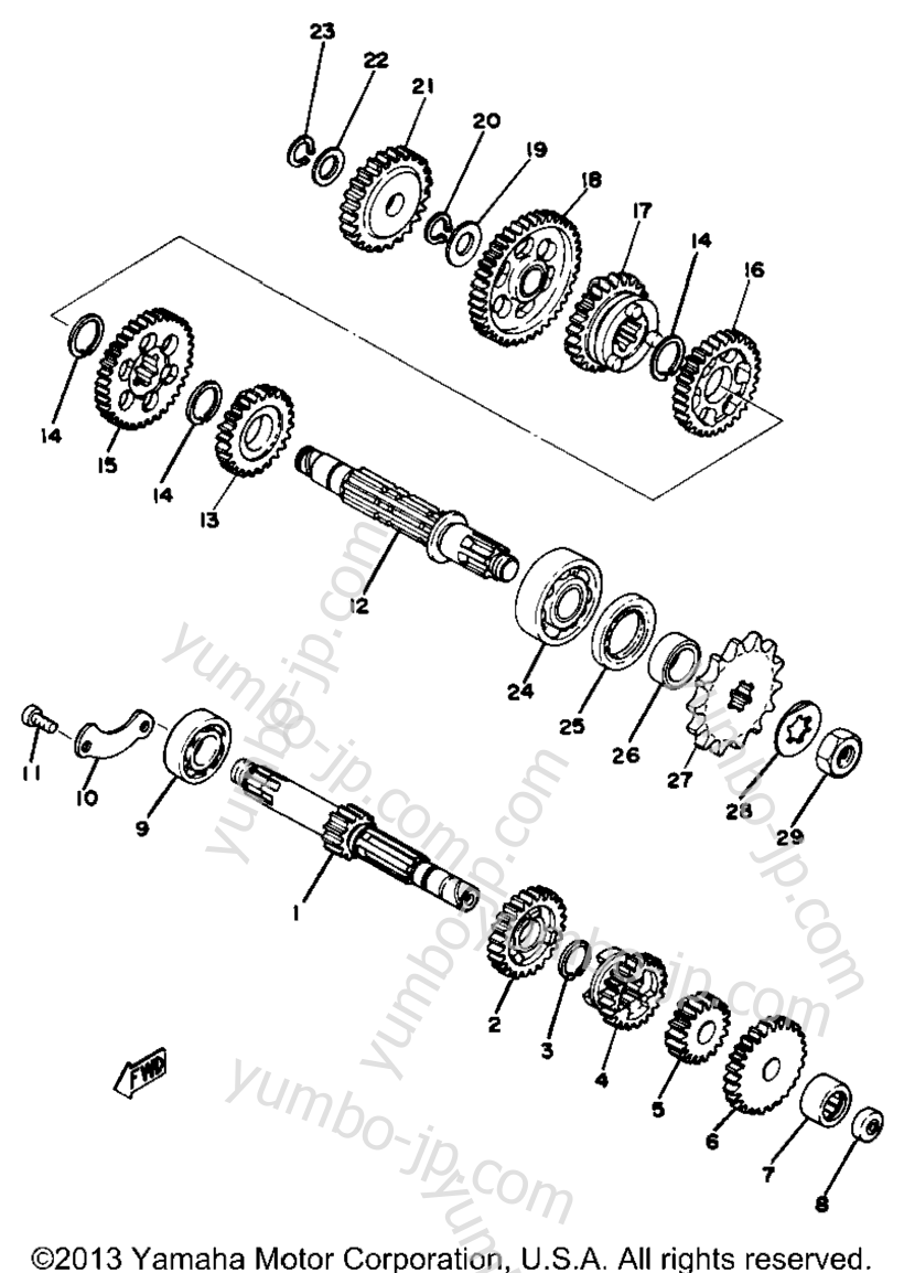 Transmission Yz80e for motorcycles YAMAHA YZ80D 1977 year