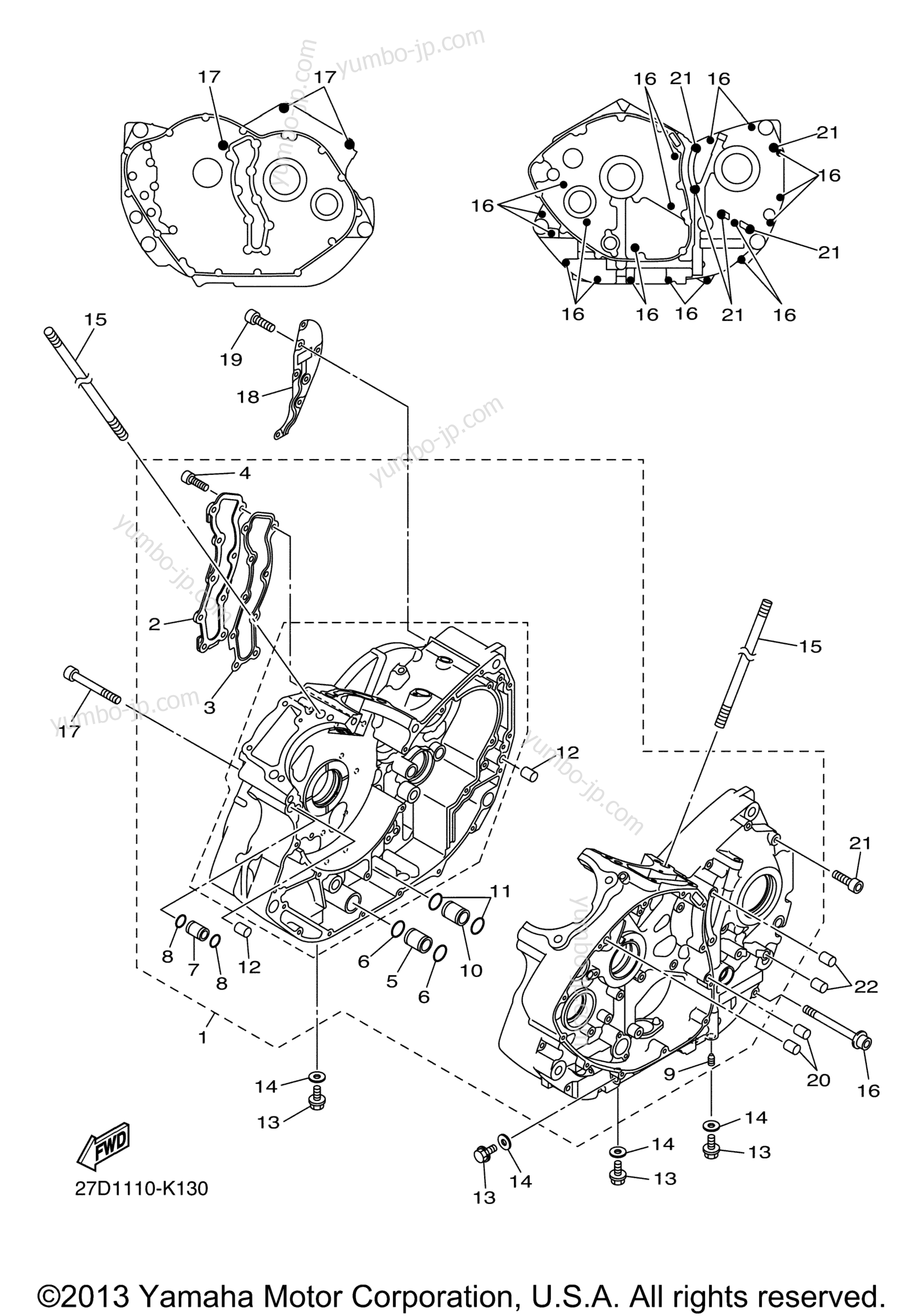 CRANKCASE for motorcycles YAMAHA STRYKER (XVS13CAL) 2011 year