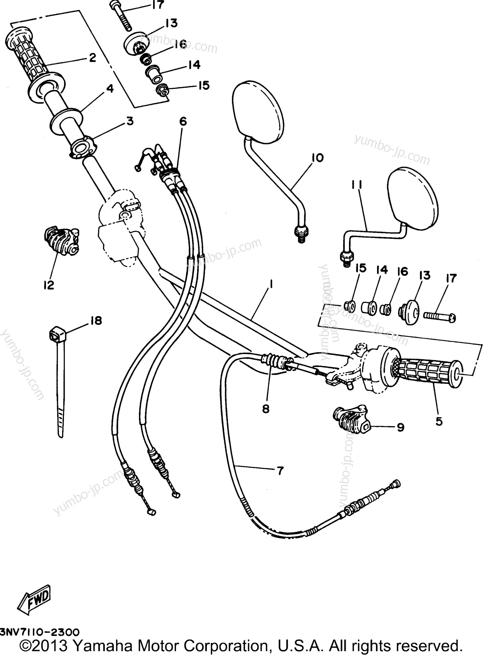 Steering Handle - Cable для мотоциклов YAMAHA XT350G 1995 г.