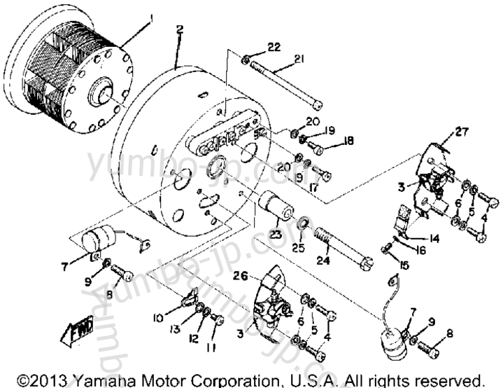Magneto Generator for motorcycles YAMAHA HS1B 1971 year