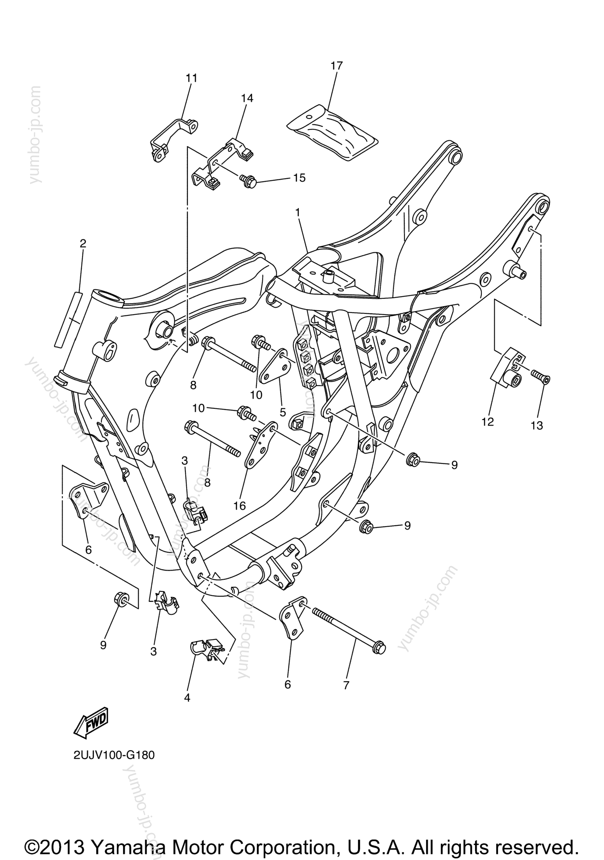 FRAME для мотоциклов YAMAHA V STAR 250 (XV250ZCB) CA 2010 г.