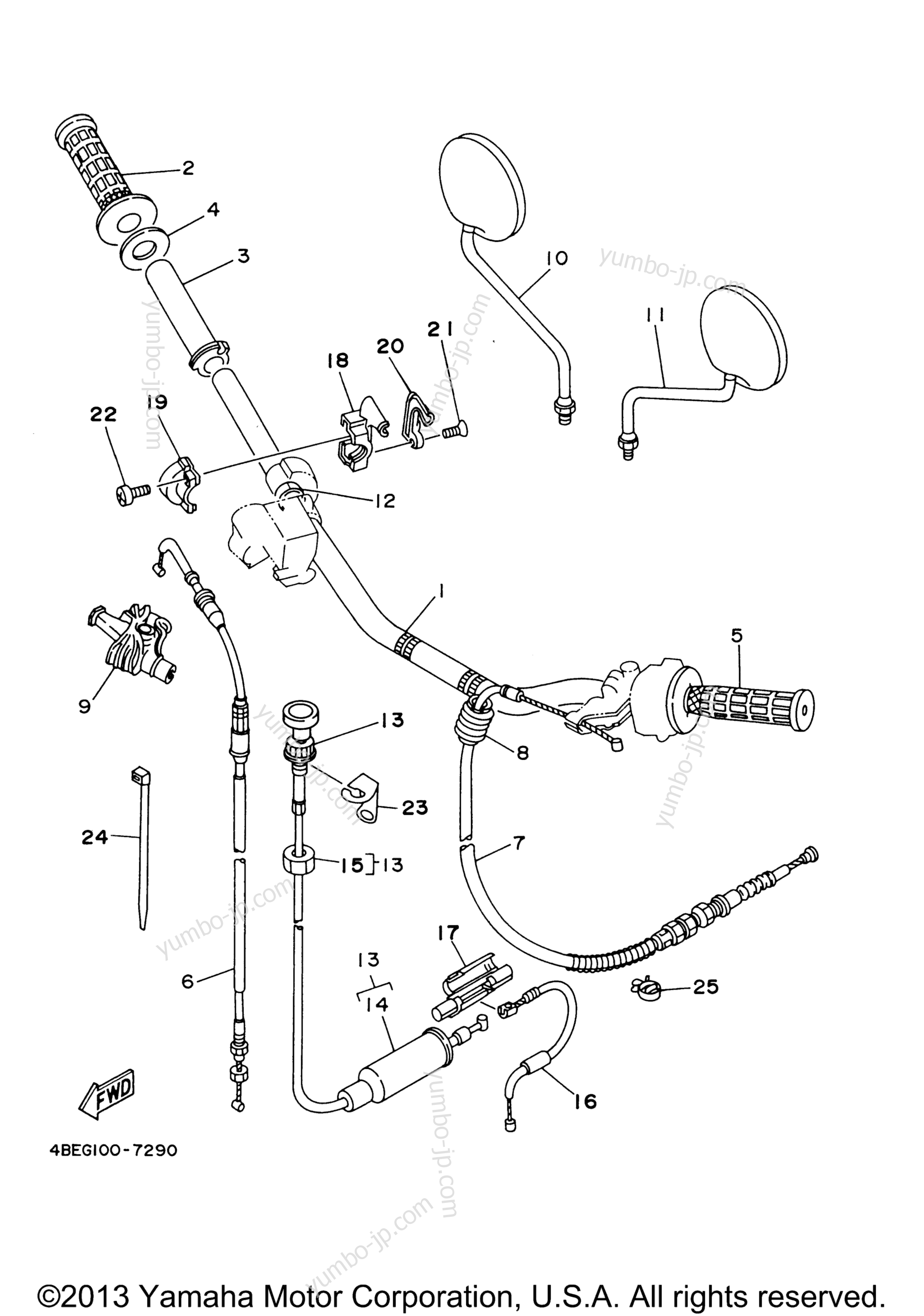 Steering Handle Cable for motorcycles YAMAHA SEROW (XT225MC) CA 2000 year