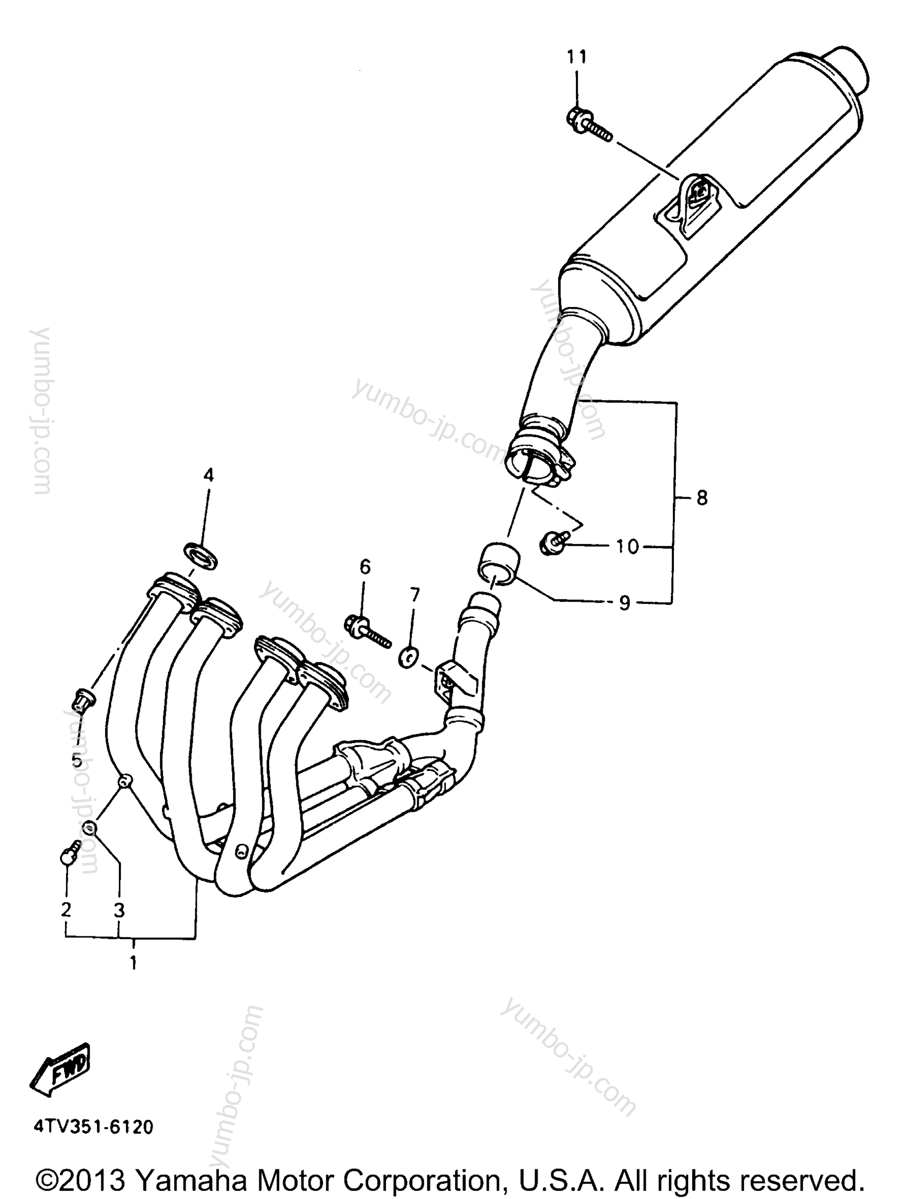 Exhaust for motorcycles YAMAHA YZF600RJ 1997 year