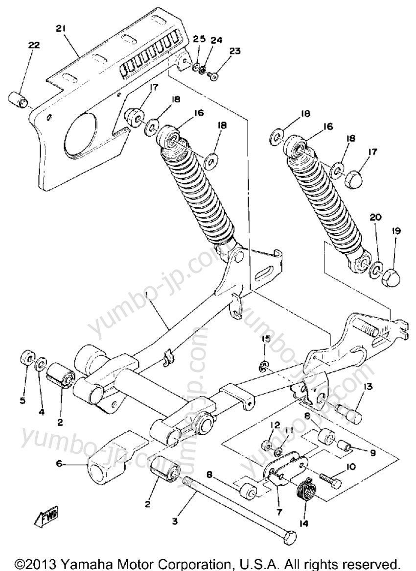 Rear Arm-Rear Cushion-Chain Case for motorcycles YAMAHA LB50PF 1979 year