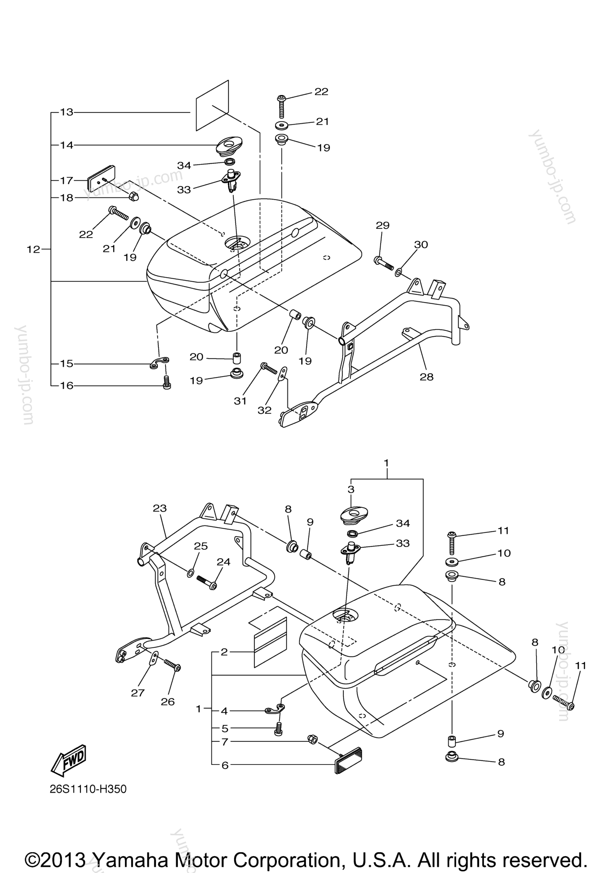 SADDLEBAG для мотоциклов YAMAHA V STAR 950 TOURER (XVS95CTDCR) CA 2013 г.