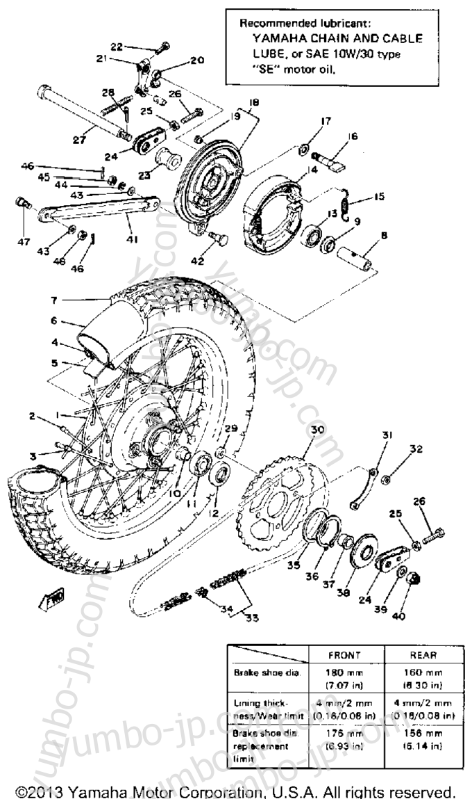 REAR WHEEL for motorcycles YAMAHA XS400-2E 1978 year