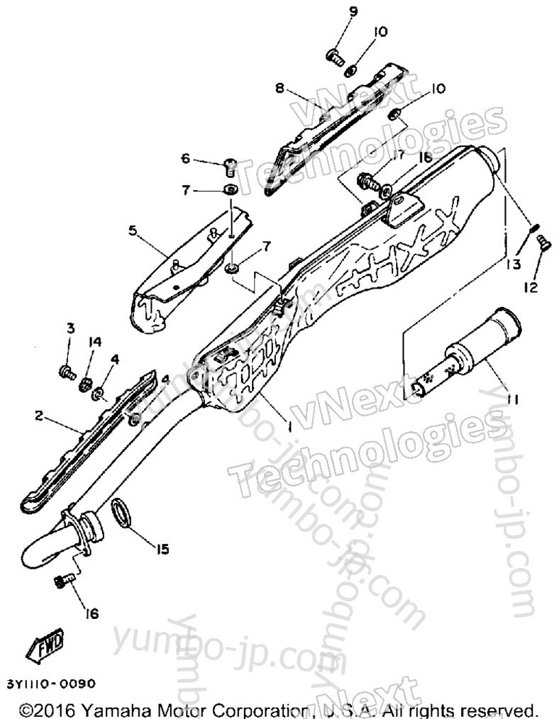 Exhaust для мотоциклов YAMAHA XT250 (XT250G_198) 1980 г.