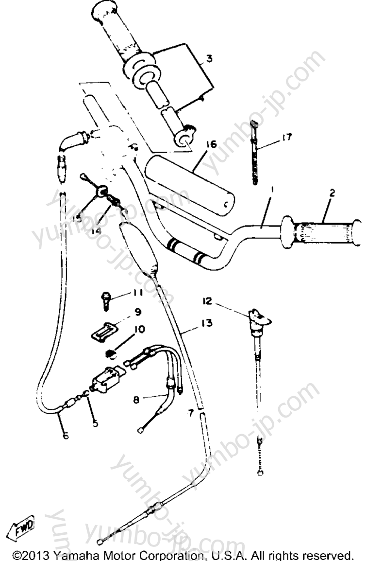 Handlebar - Cable для мотоциклов YAMAHA Y-ZINGER (PW80E) 1993 г.