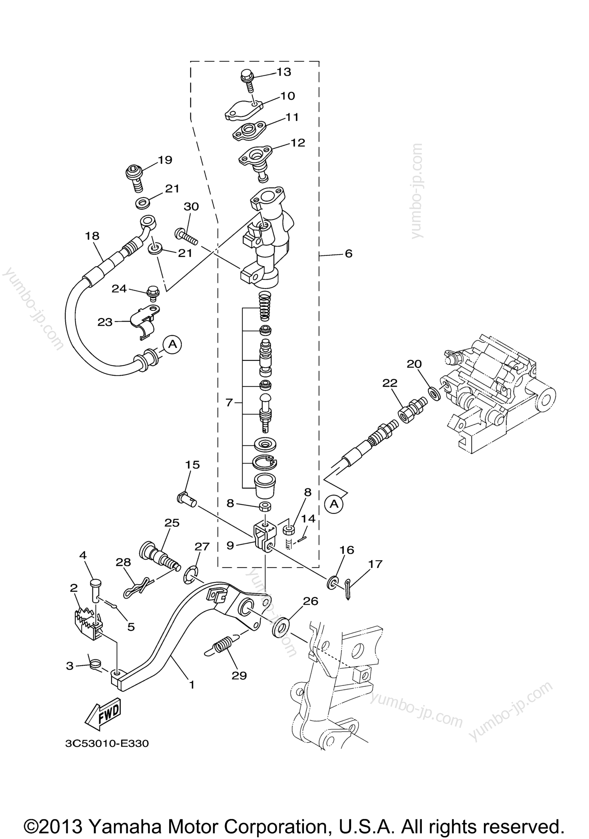 REAR MASTER CYLINDER for motorcycles YAMAHA XT250 (XT250Y) 2009 year