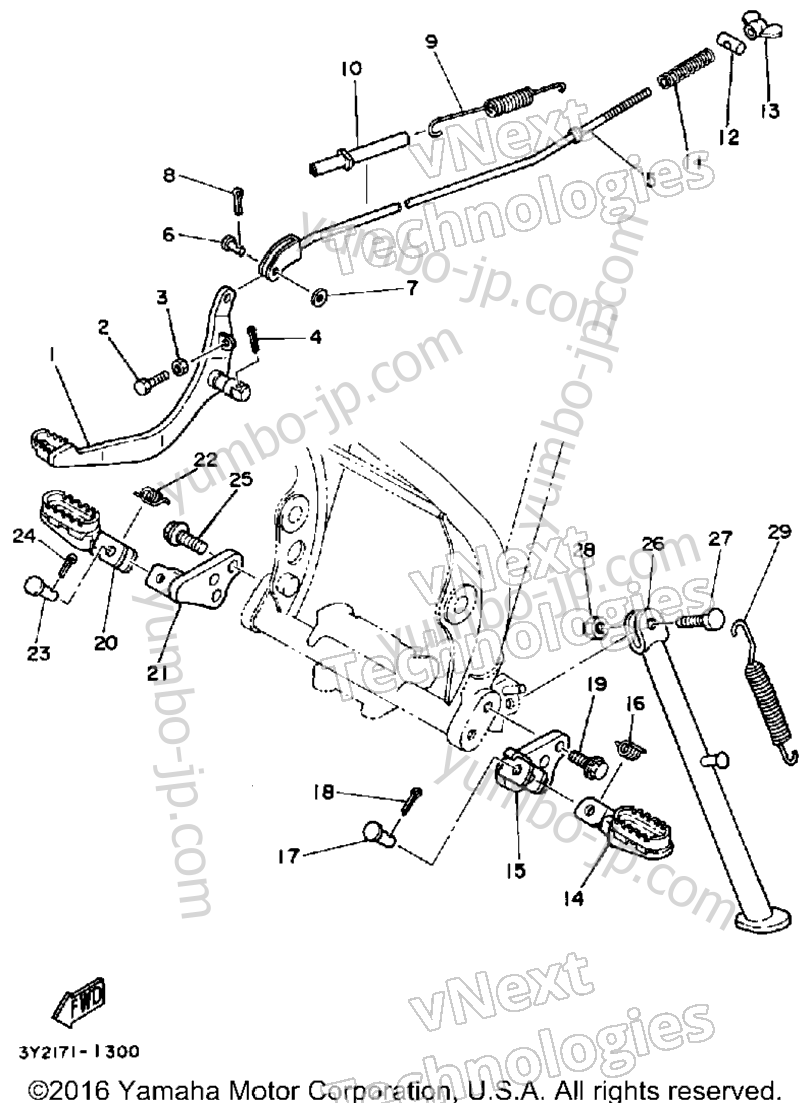 Stand Footrest для мотоциклов YAMAHA XT250 (XT250G_198) 1980 г.