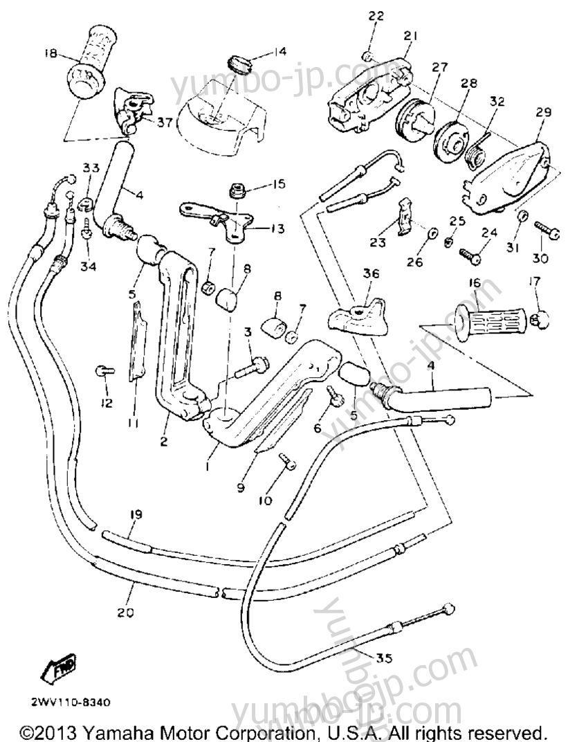 Handlebar - Cable для мотоциклов YAMAHA XVZ12DWC CA 1989 г.