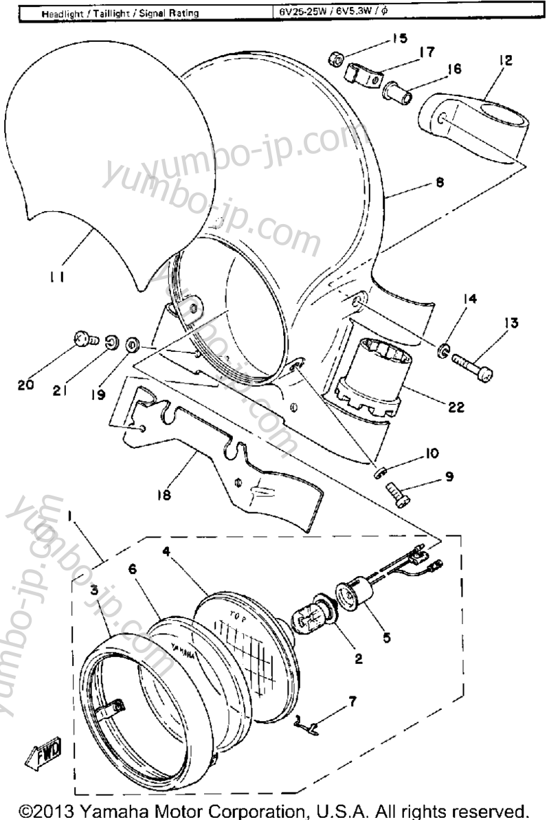 HEADLIGHT для мотоциклов YAMAHA IT425G 1980 г.