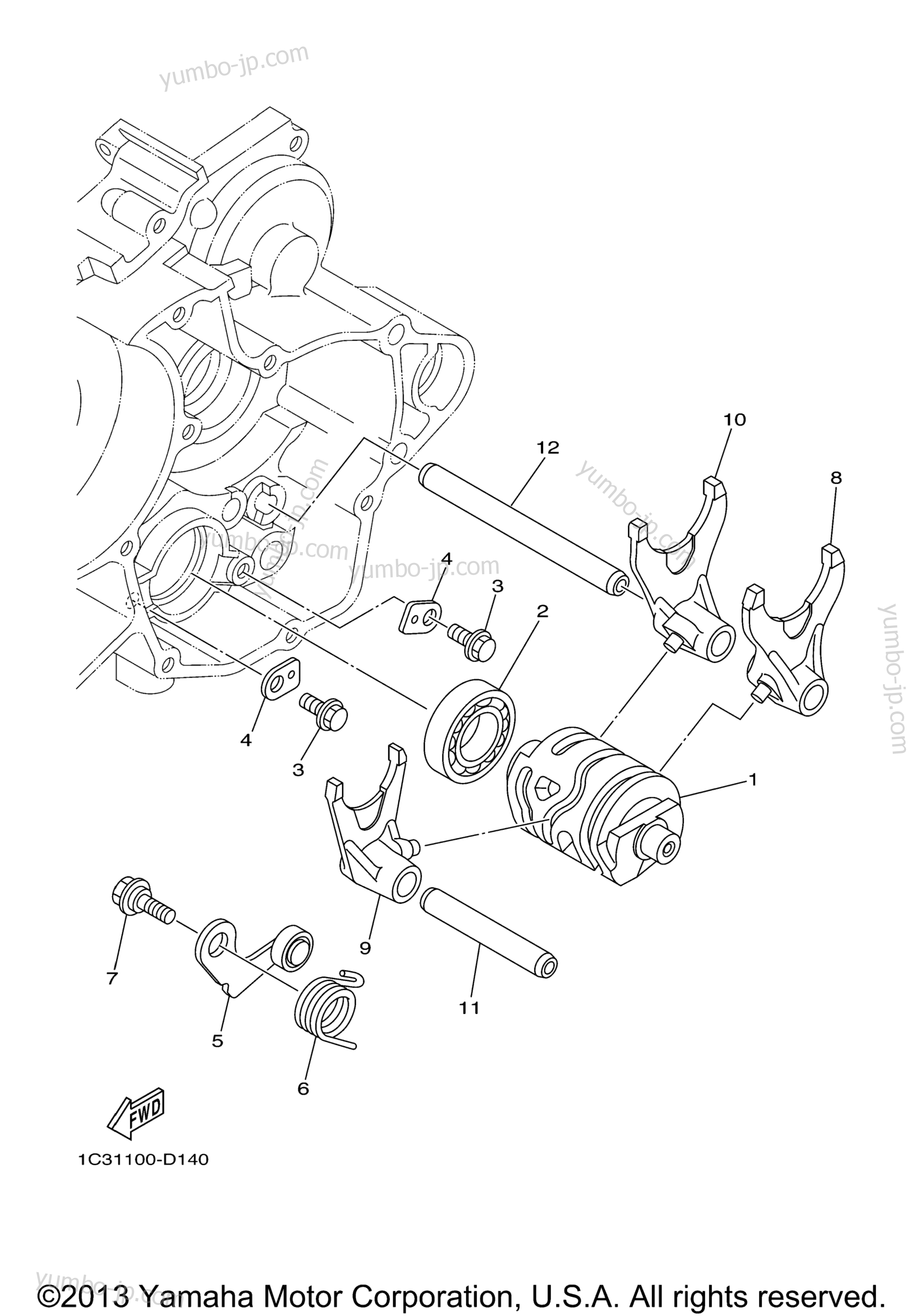 Shift Cam Fork для мотоциклов YAMAHA YZ125 (YZ125Y) 2009 г.