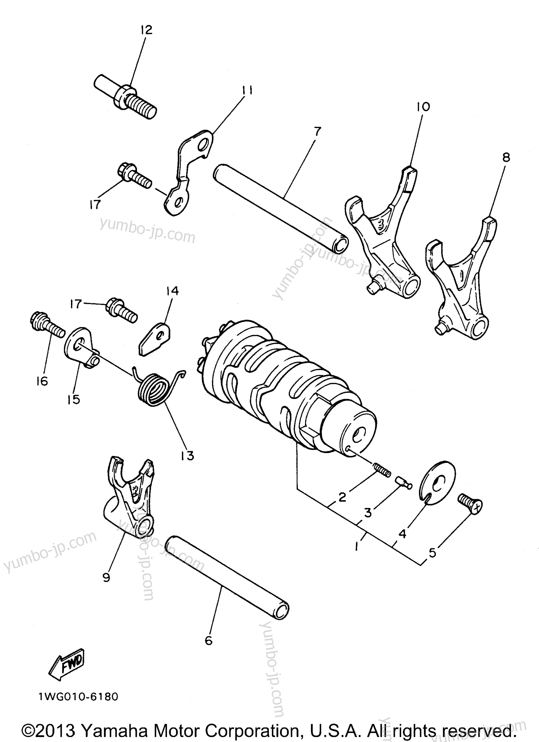 Shift Cam Shift Fork for motorcycles YAMAHA FZR600RHC CA 1996 year