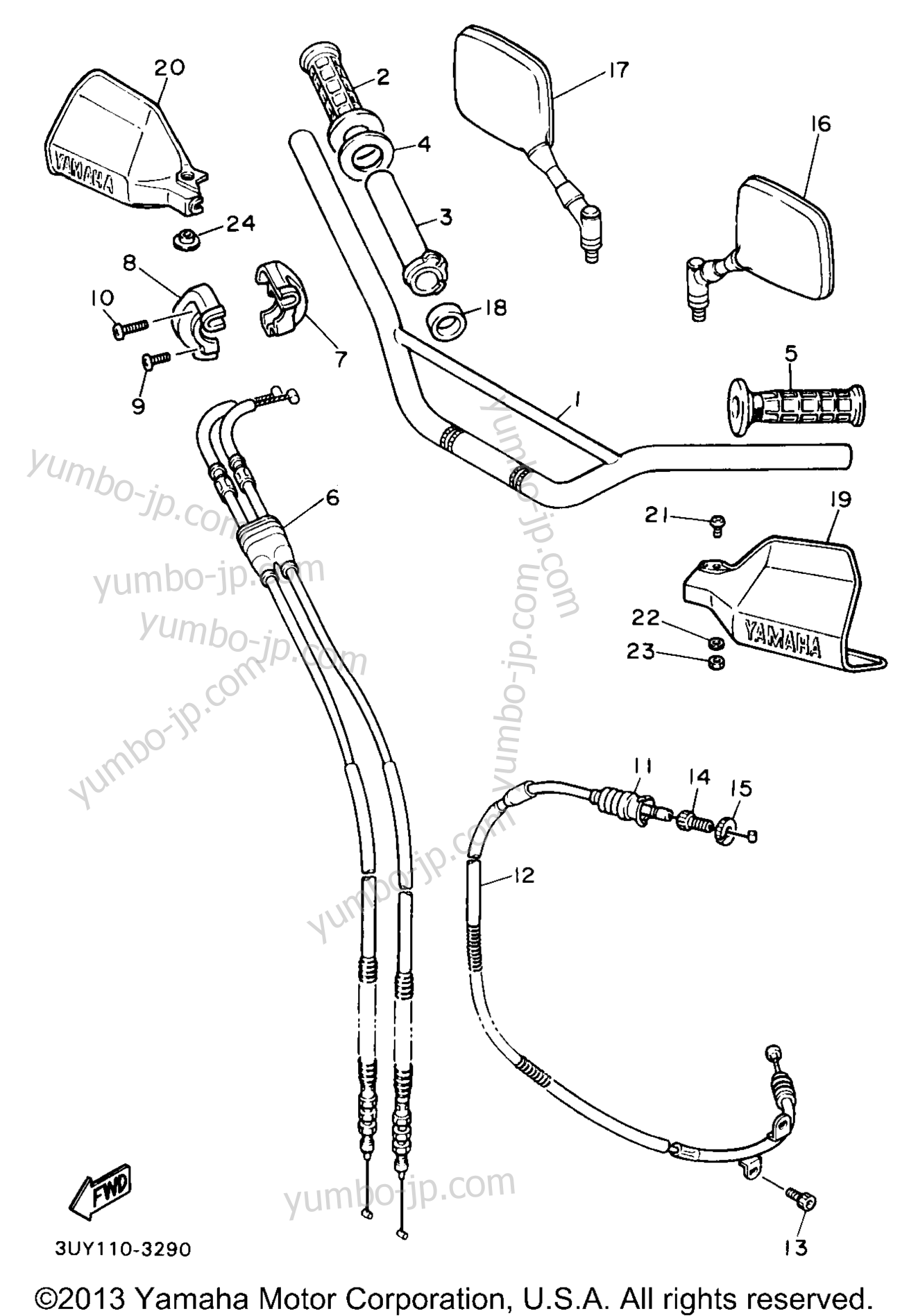 Steering Handle Cable for motorcycles YAMAHA XT600EE 1993 year