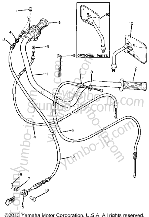 Handlebar Cable for motorcycles YAMAHA XS400G 1980 year