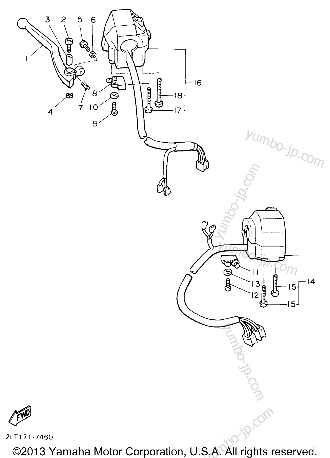 Handle Switch Lever для мотоциклов YAMAHA V-MAX 1200 (VMX12H) 1996 г.