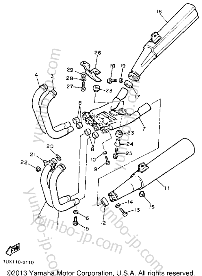 Exhaust for motorcycles YAMAHA FJ1200A 1990 year