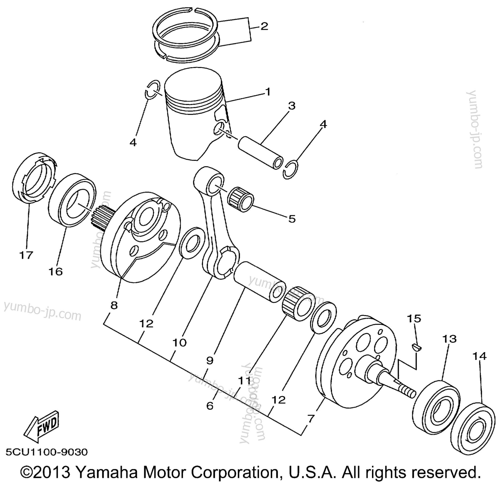 CRANKSHAFT PISTON for motorcycles YAMAHA COMPETITION (YZ250L1) 1999 year
