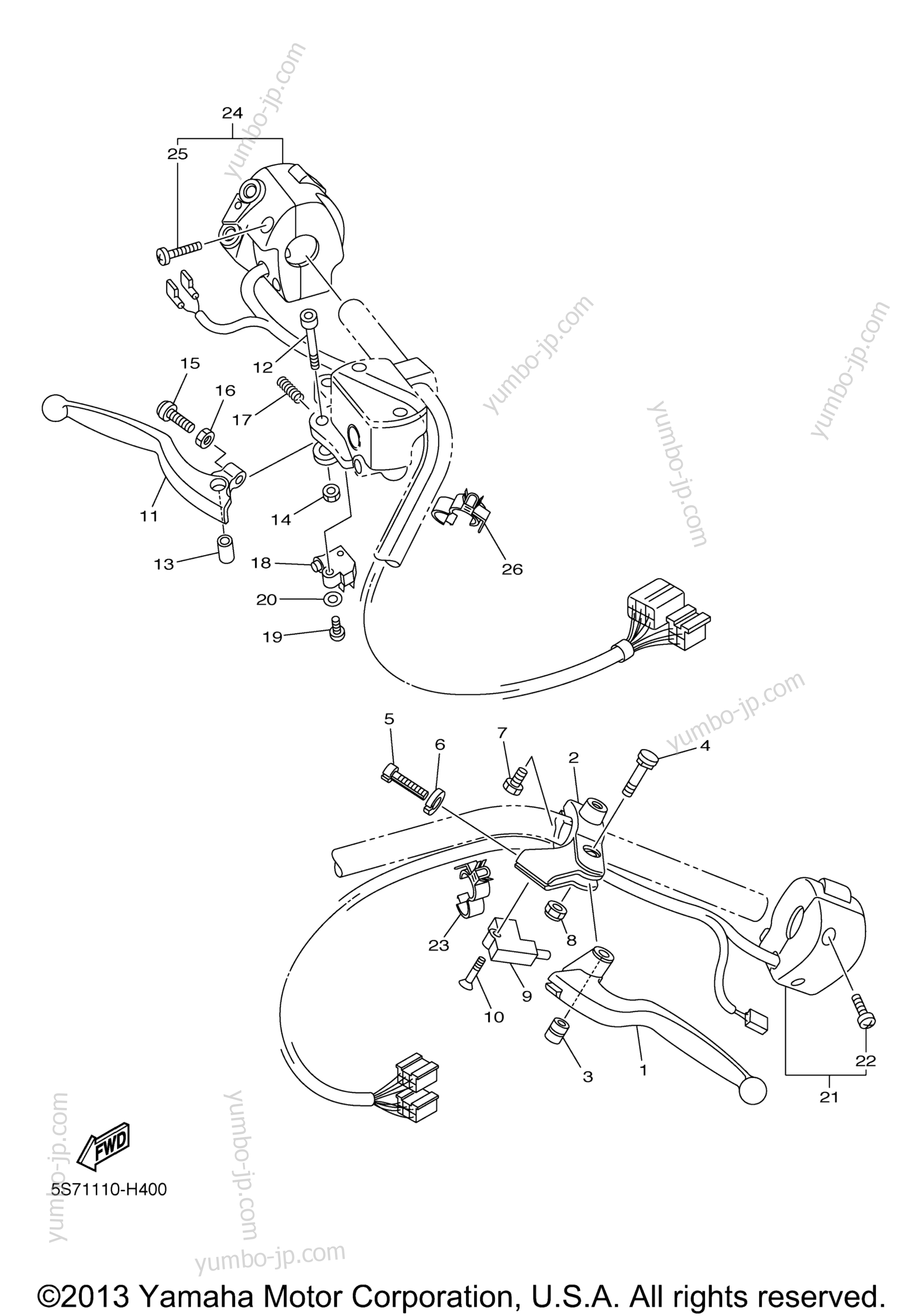 Handle Switch Lever для мотоциклов YAMAHA V STAR 950 (XVS95YCB) CA 2009 г.