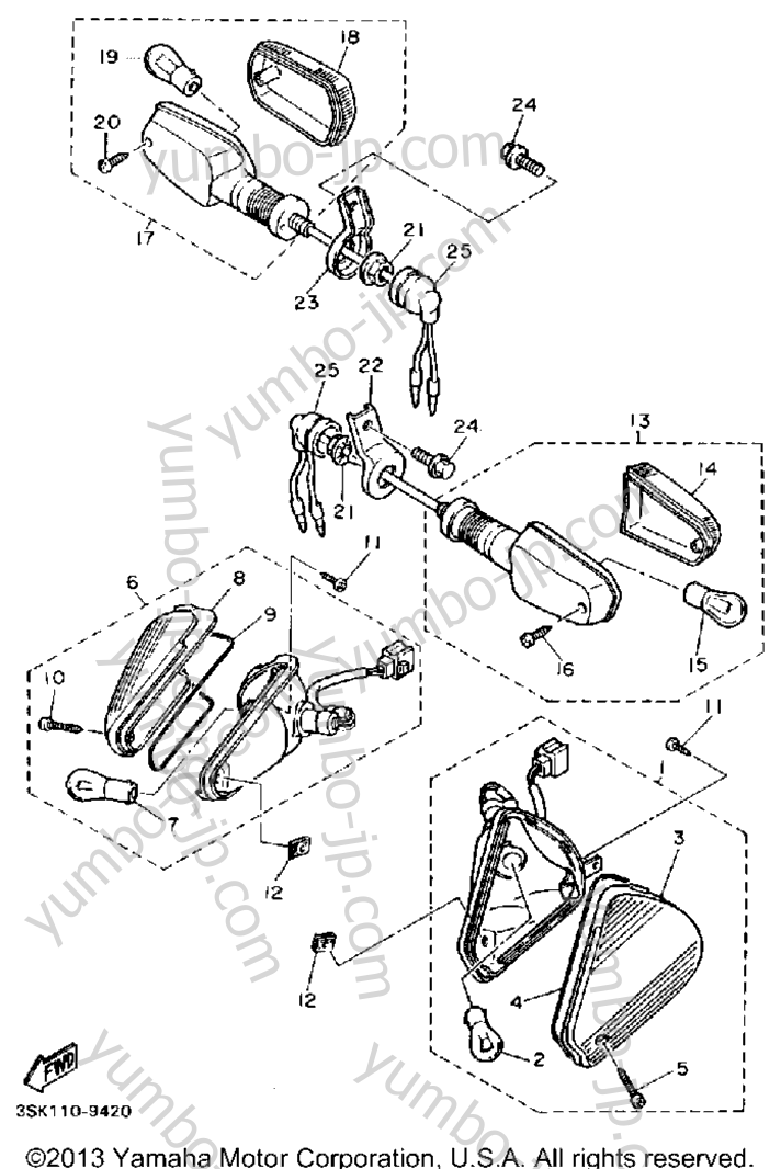 Turnsignal for motorcycles YAMAHA FJ1200AC CA 1990 year