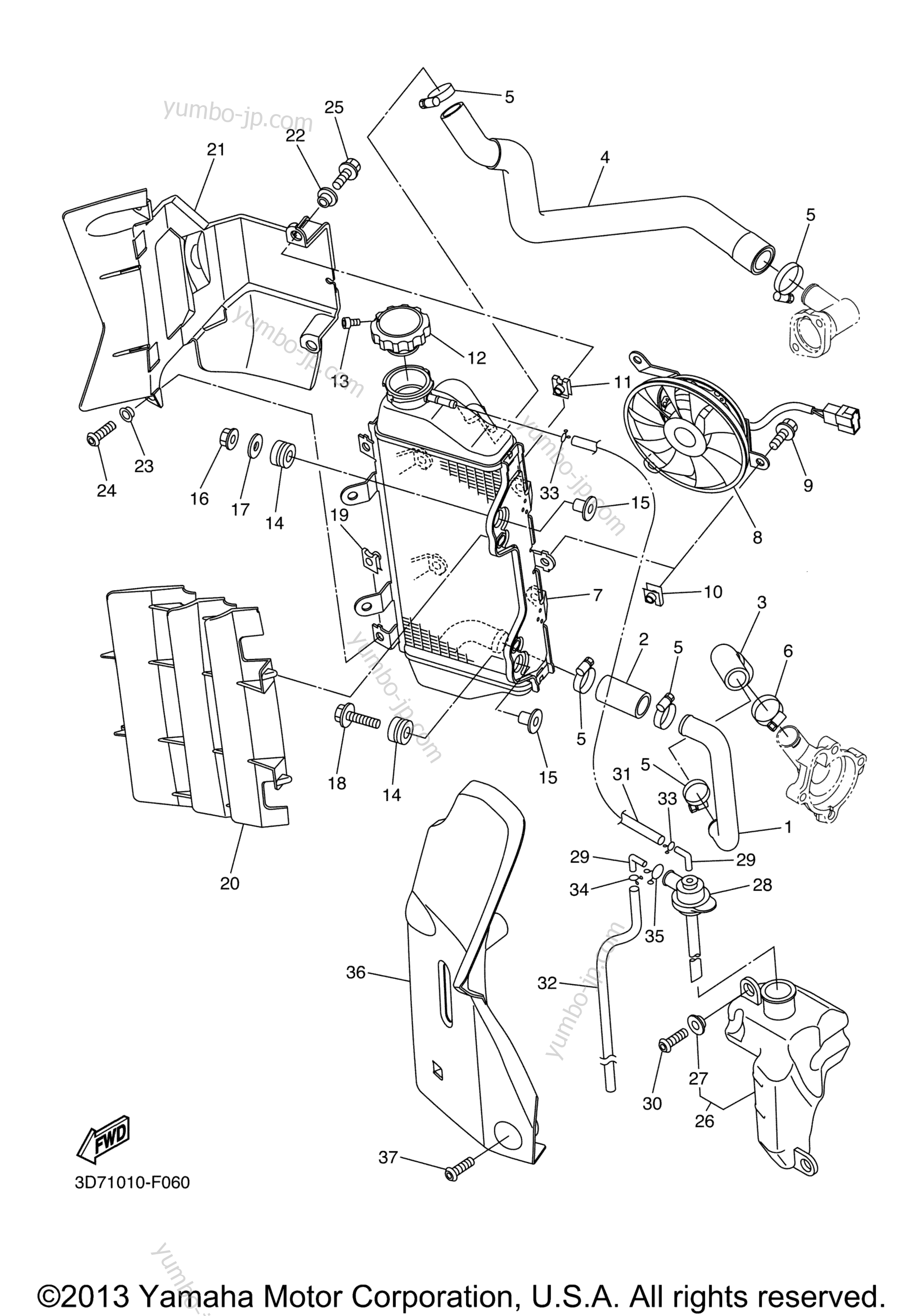 RADIATOR HOSE для мотоциклов YAMAHA WR25RB (WR25RBCL) CA 2012 г.