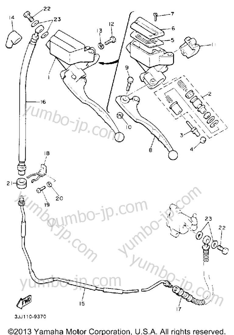 Front Master Cylinder 2 for motorcycles YAMAHA XVZ13DDC CA 1992 year