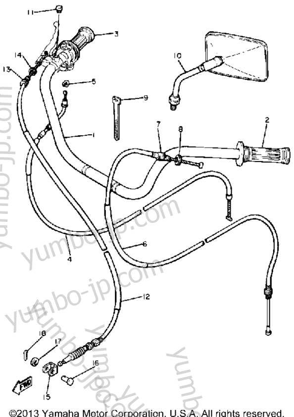 Handlebar Cable for motorcycles YAMAHA XS400 (XS400H) 1981 year