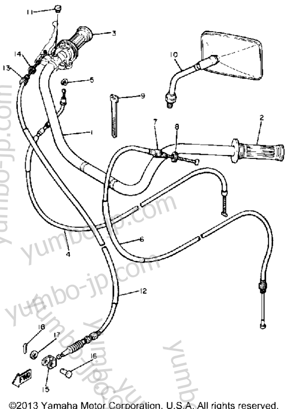 Handlebar Cable для мотоциклов YAMAHA XS400 (XS400H) 1981 г.